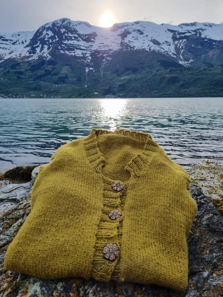 Strikkeoppskrift-på vintage ullvest med knapper