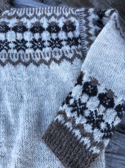 Bildet av lye genseren som vi selger oppskrift og garn til.